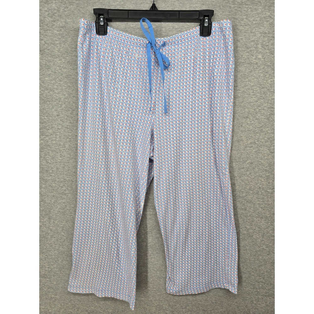 Nautica Sleepwear Womens Large Blue Geometric Sailboat Print Cotton Pajama Pants